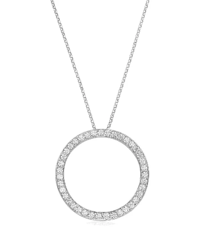 Circle pendant with 1.17 carats* of diamond simulants in 10 carat white gold