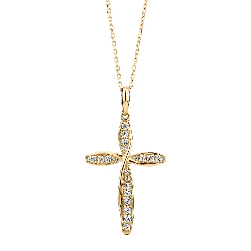 Cross pendant with diamond simulants in 10 carat yellow gold