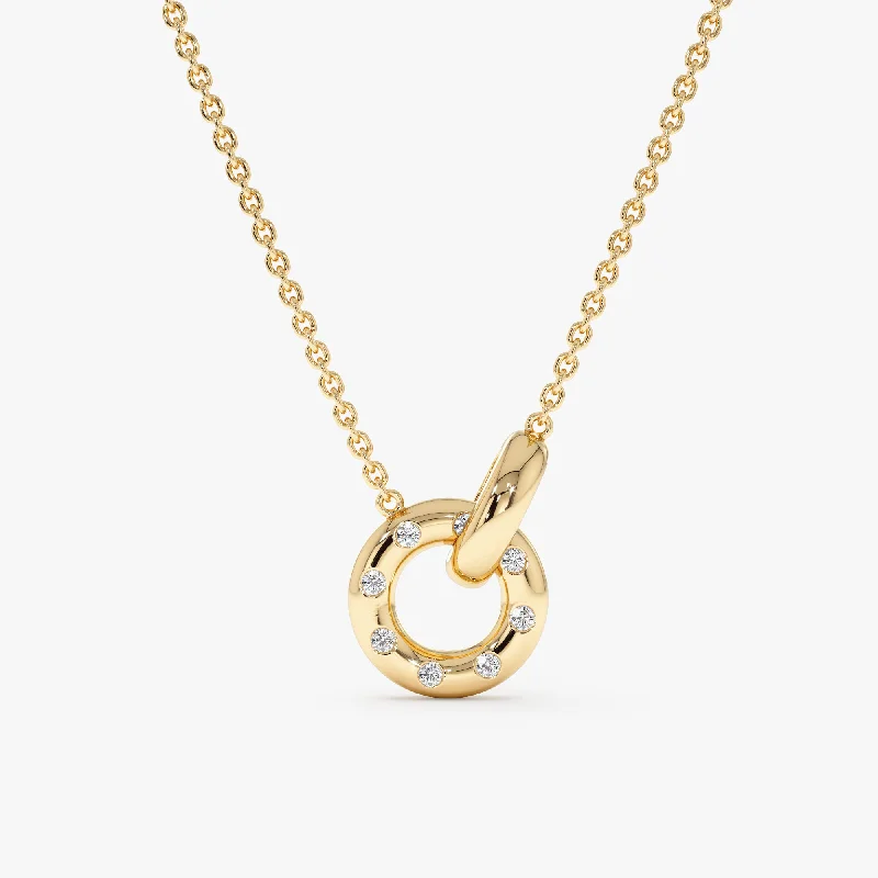 Diamond Interlocking Circle Necklace, Esty