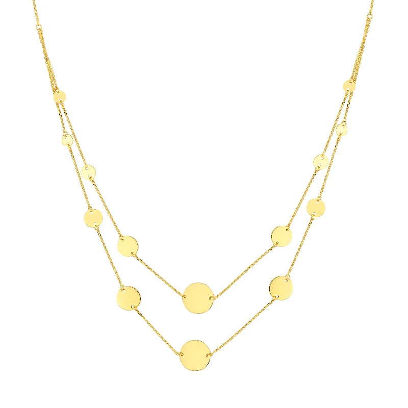 Double Stranded Graduated Disc Necklace