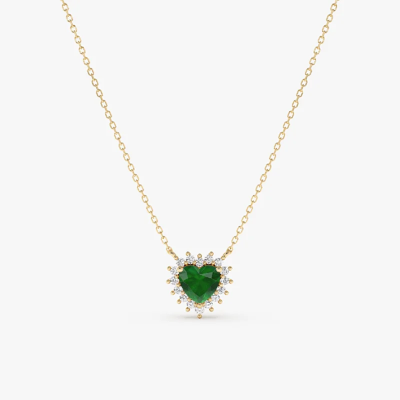 Emerald Diamond Heart Necklace, Imogen