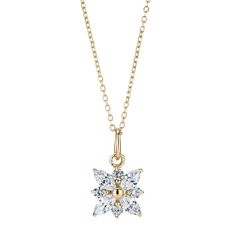 Fancy pendant with 0.68 carats* of diamond simulants in 10 carat yellow gold