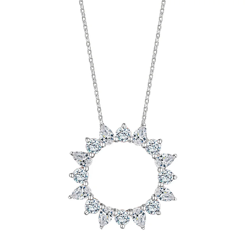 Fancy pendant with 1.28 carats* of diamond simulants in 10 carat white gold