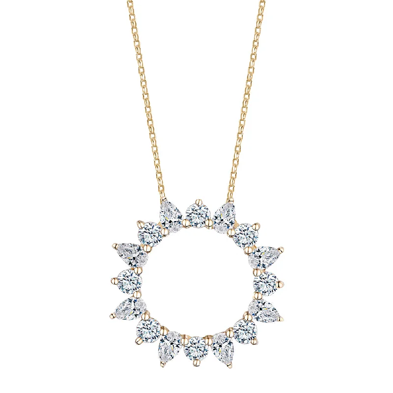 Fancy pendant with 1.28 carats* of diamond simulants in 10 carat yellow gold