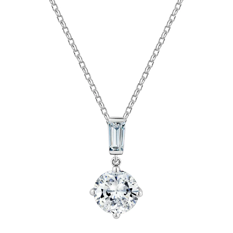 Fancy pendant with 2.3 carats* of diamond simulants in 10 carat white gold