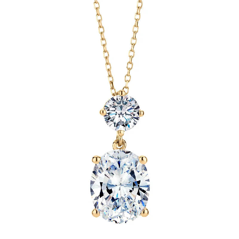 Fancy pendant with 3 carats* of diamond simulants in 10 carat yellow gold