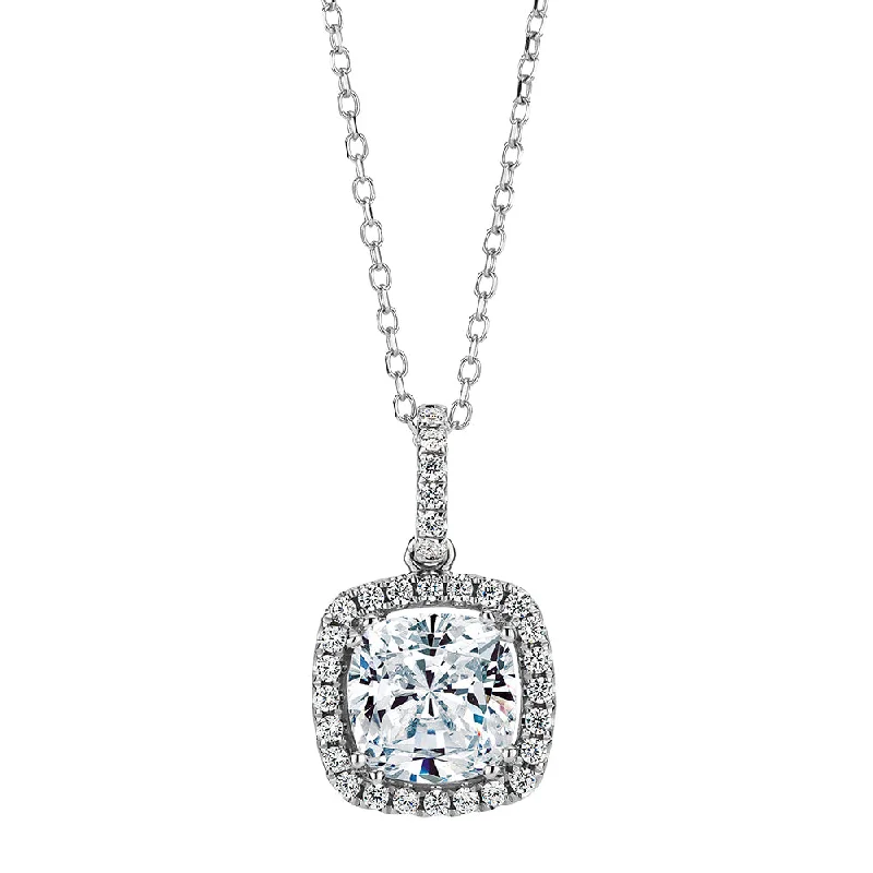 Halo pendant with 1.18 carats* of diamond simulants in 10 carat white gold