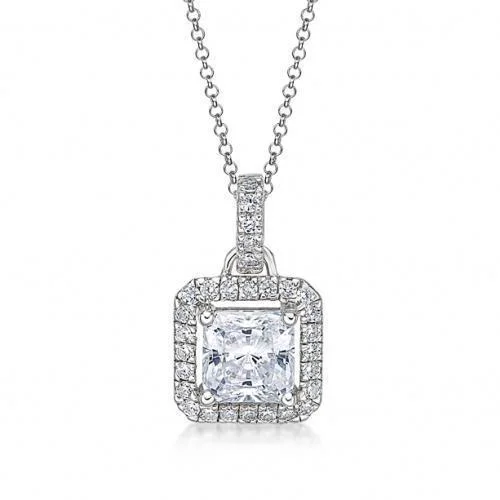 Halo pendant with 1.43 carats* of diamond simulants in 10 carat white gold