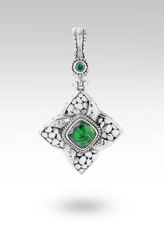 Heaven's Symphony Pendant™ in Emerald Green Abalone & Quartz Triplet