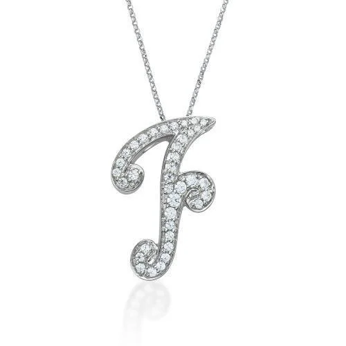 Initial Pendant - F in Sterling Silver