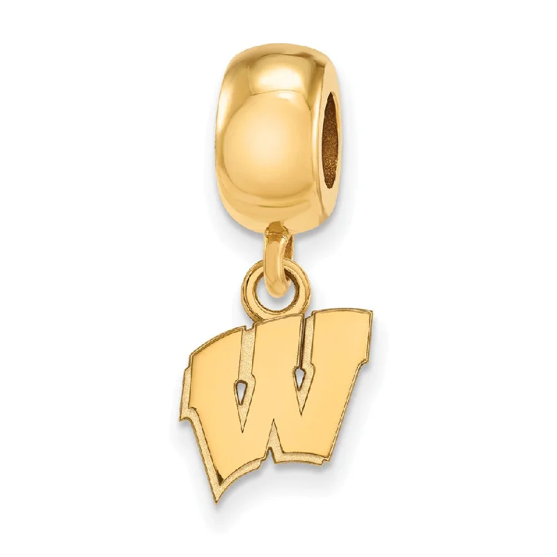 14k Gold Plated Silver University of Wisconsin XS Dangle Bead Charm