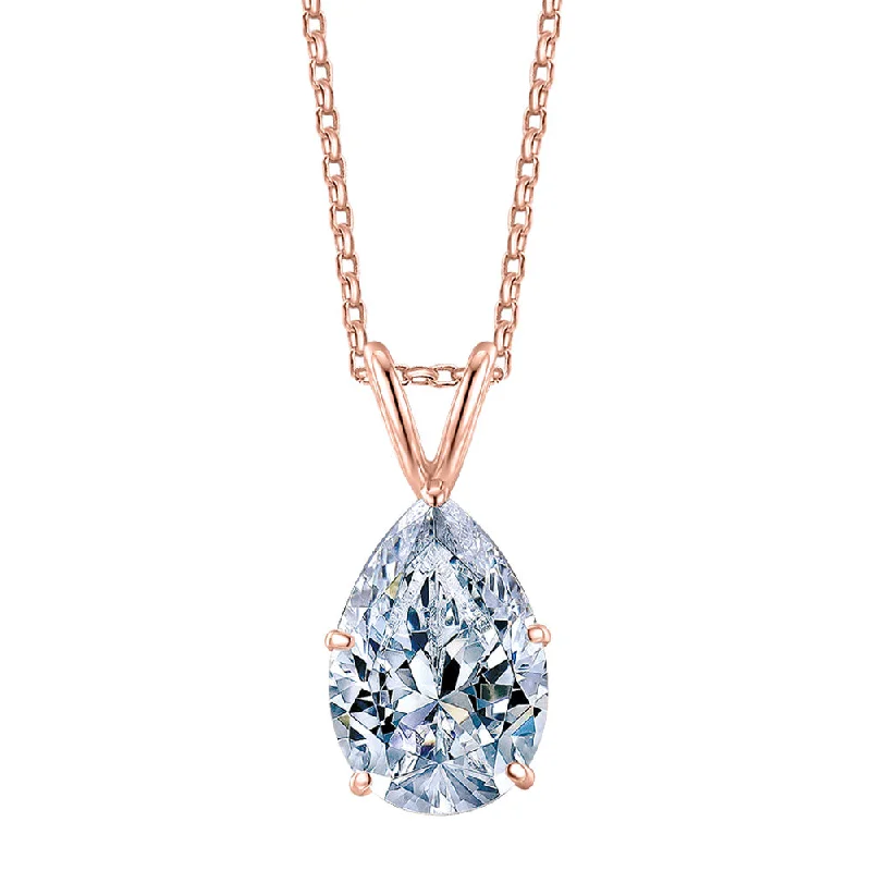 Pear solitaire pendant with 3 carat* diamond simulant in 10 carat rose gold