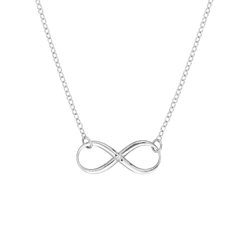 Plated Sterling Silver Diamond Infinity Necklace