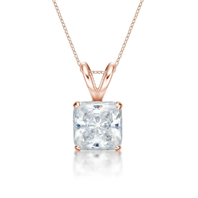 Princess Cut solitaire pendant with 1.5 carat* diamond simulant in 10 carat rose gold