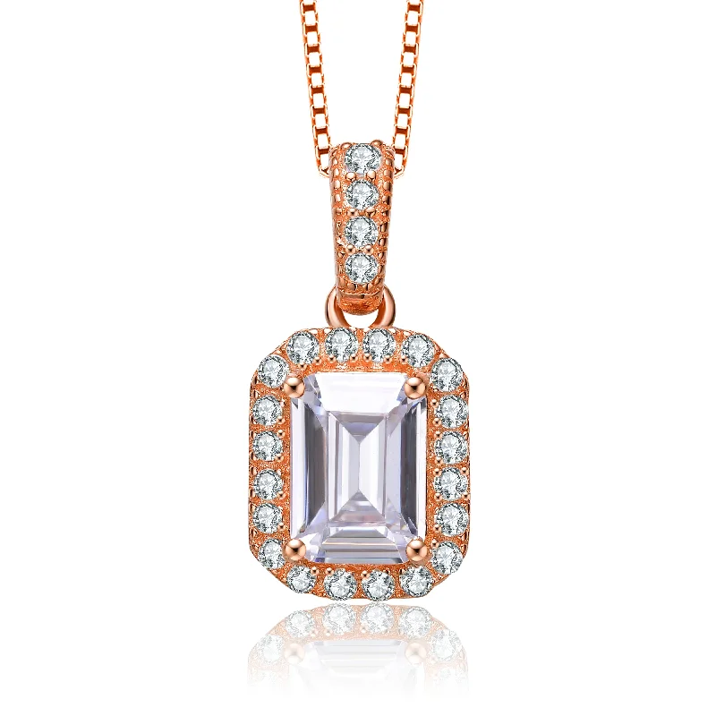 Rose Gold Plated Sterling Silver Pendant with Cubic Zirconia