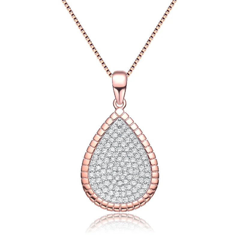 Rose Gold Plated Teardrop Cubic Zirconia Pendant