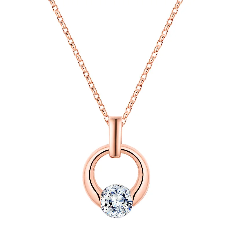 Round Brilliant solitaire pendant with 1.03 carat* diamond simulant in 10 carat rose gold