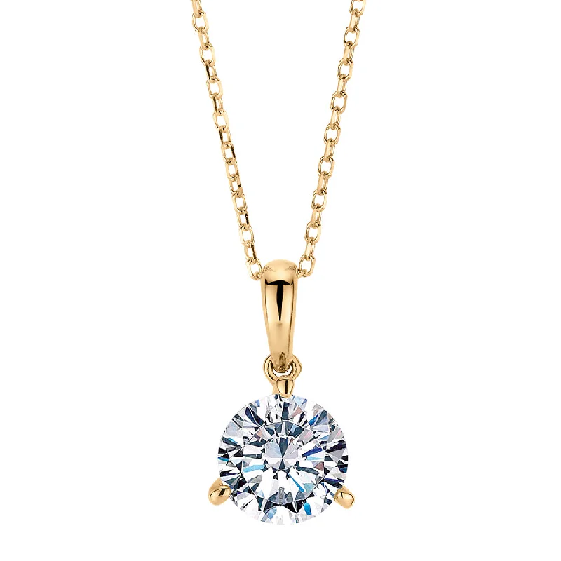 Round Brilliant solitaire pendant with 1.03 carat* diamond simulant in 10 carat yellow gold