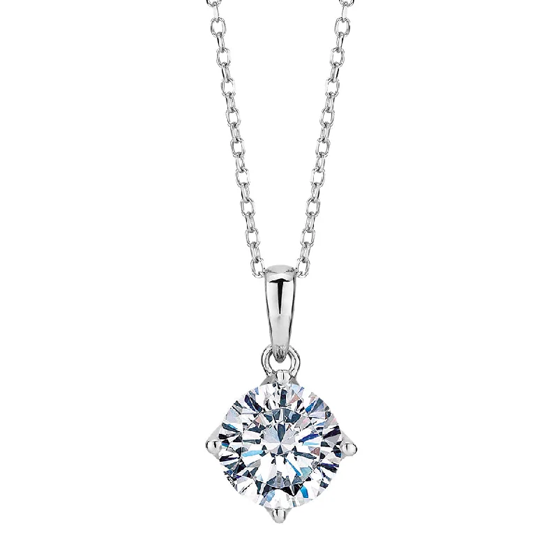 Round Brilliant solitaire pendant with 1.28 carat* diamond simulant in 10 carat white gold