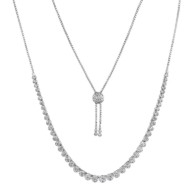 Slider necklace with 9.89 carats* of diamond simulants in sterling silver