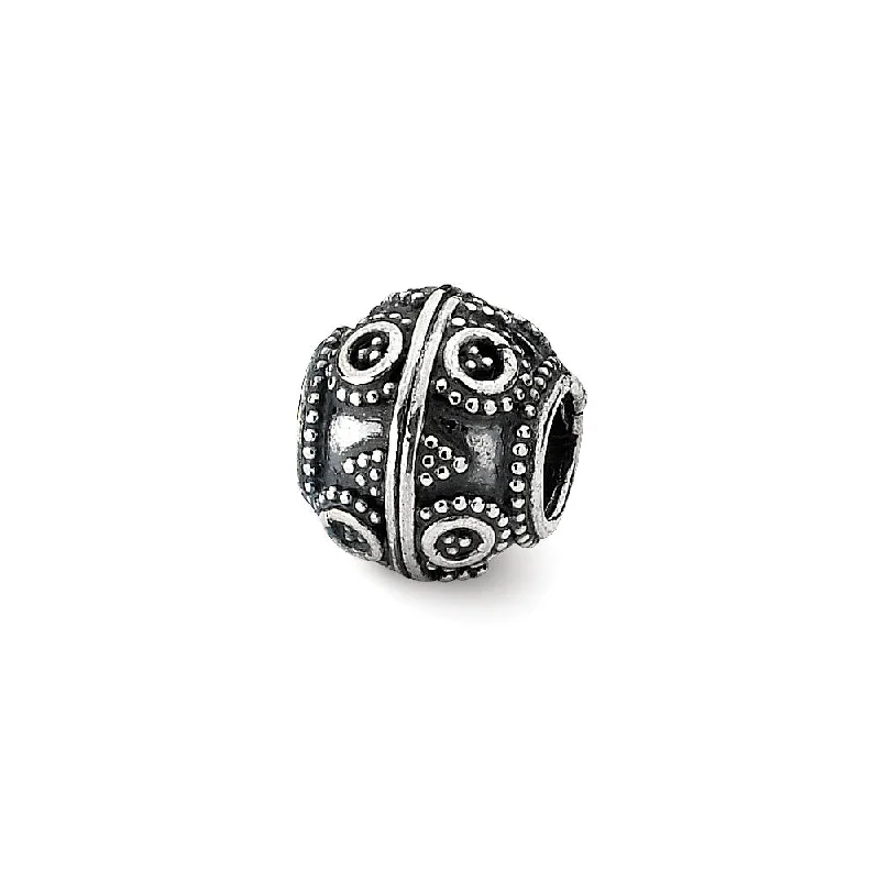 Sterling Silver Antiqued Artisan Beaded Circle Design Bead Charm