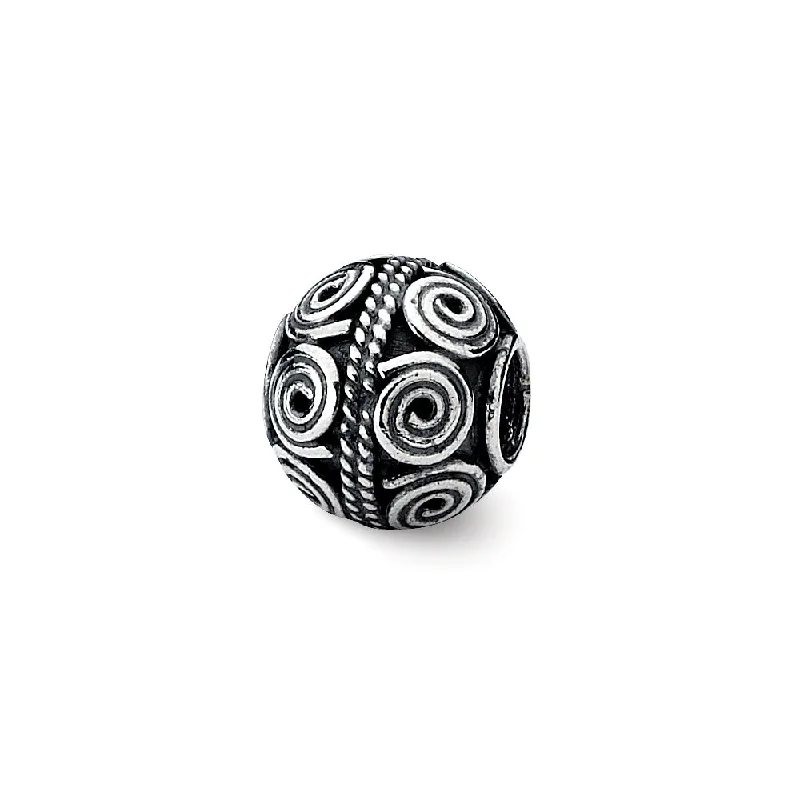 Sterling Silver Antiqued Artisan Coiled Design Bead Charm