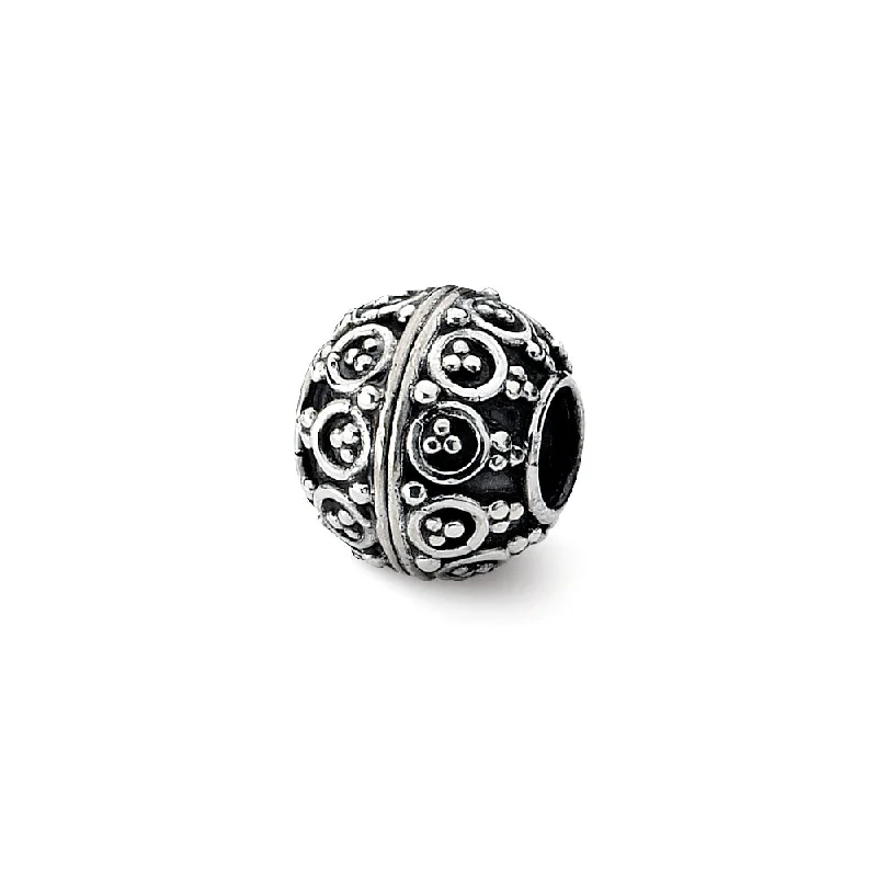 Sterling Silver Antiqued Artisan Round Bead Charm