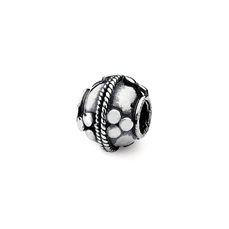 Sterling Silver Antiqued Artisan Triple Circle Design Bead Charm