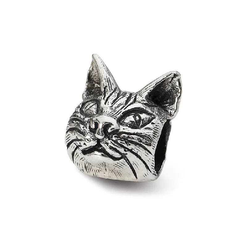 Sterling Silver Maine Coon Cat Head Bead Charm