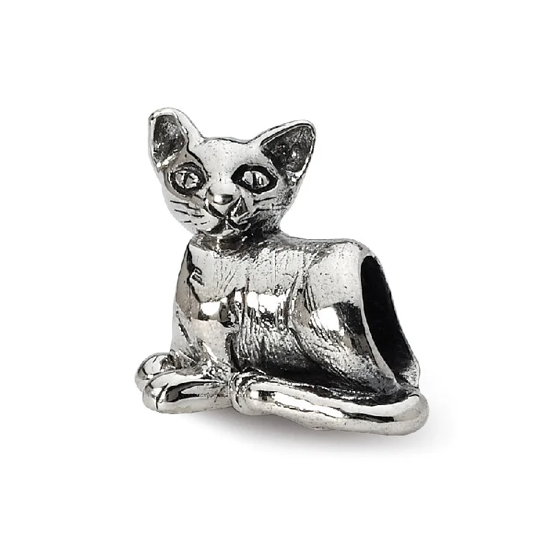 Sterling Silver Oriental Cat Bead Charm