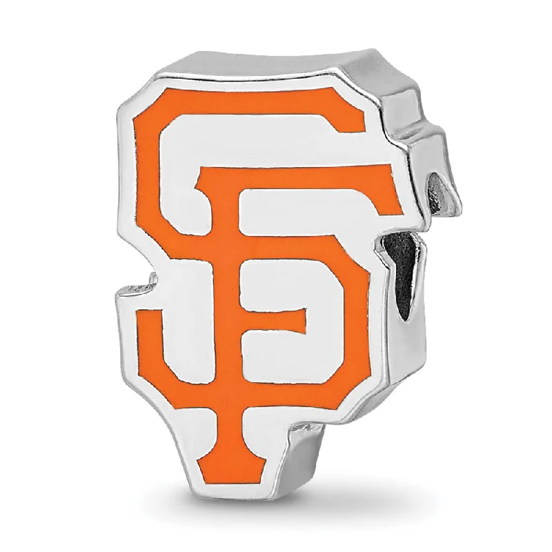 Sterling Silver Rhodium Plated MLB San Francisco Giants Enamel Bead