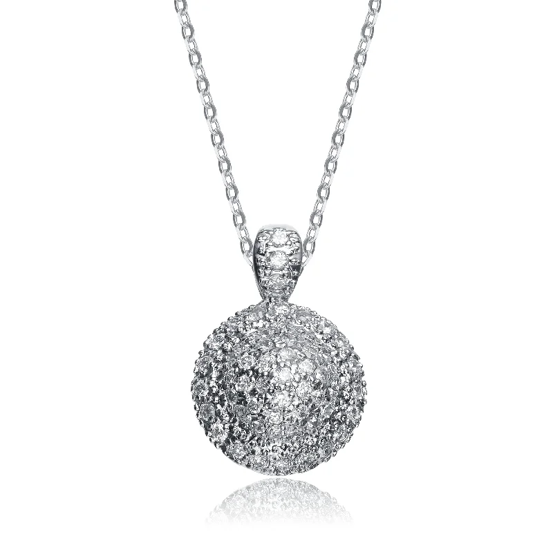 Sterling Silver White Cubic Zirconia Round Shaped Pendant