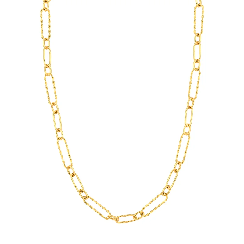 Twist and Polished Oval Link Necklace