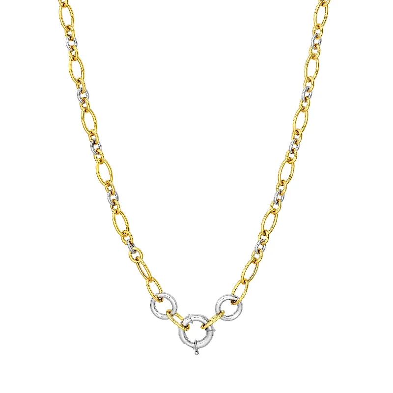 Two Tone Alternate Oval Link Necklace