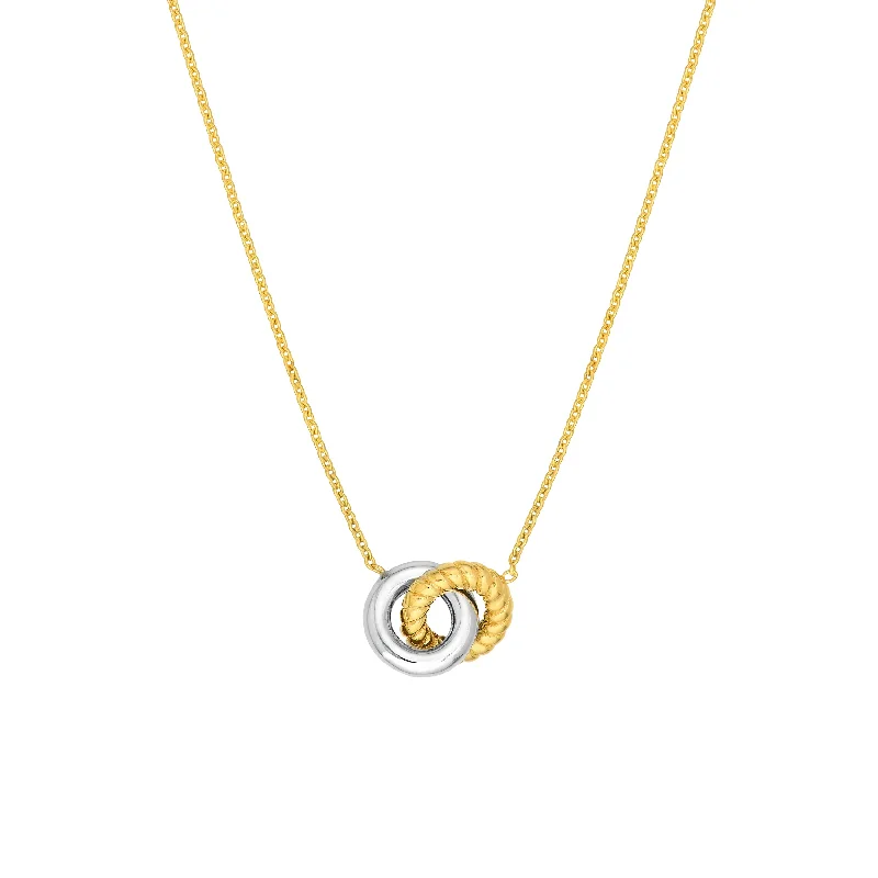 Two Tone Interlocking Circle Necklace