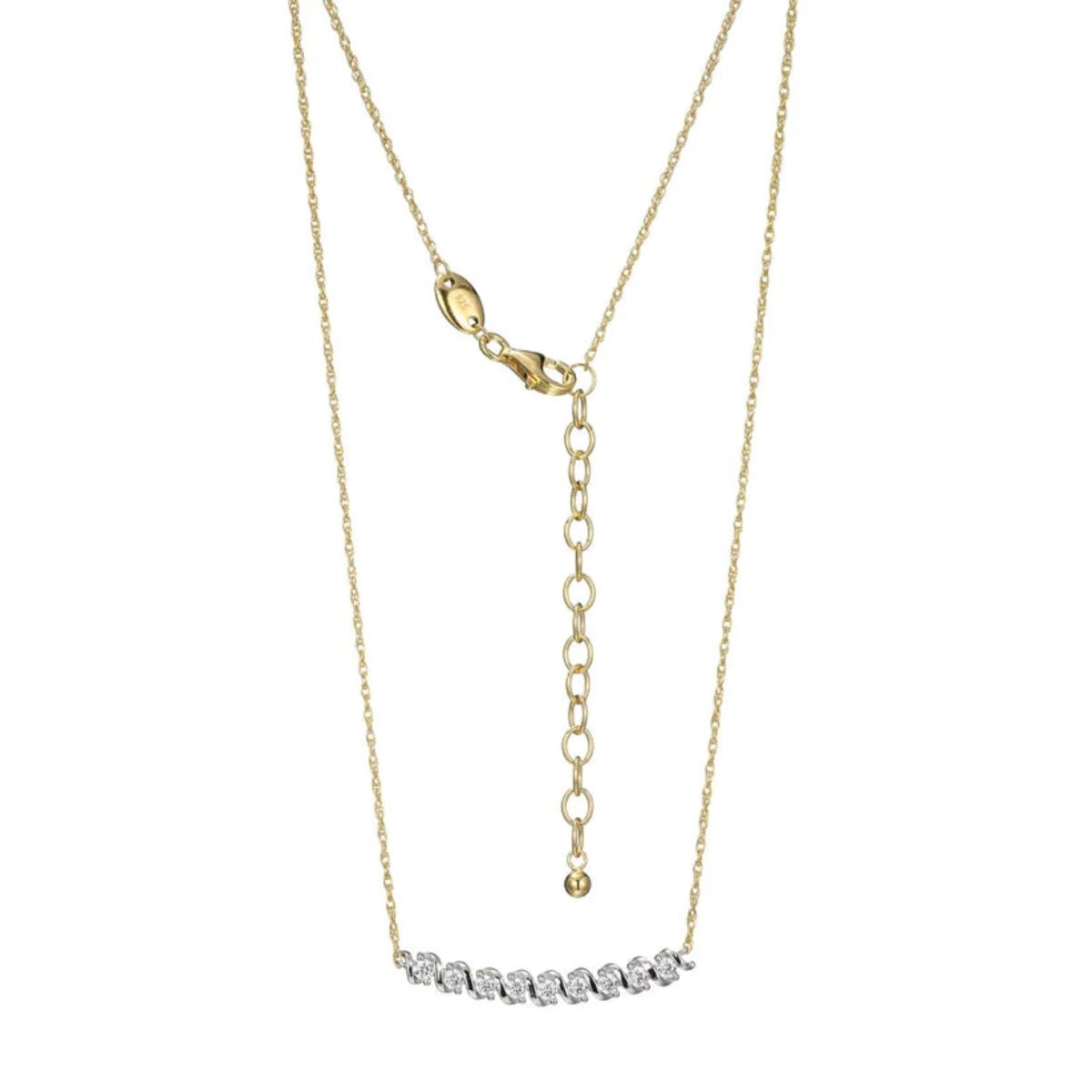 YGP Sterling 19" CZ Curved Bar Necklace