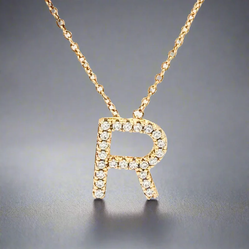 YGP Sterling CZ R Initial Necklace