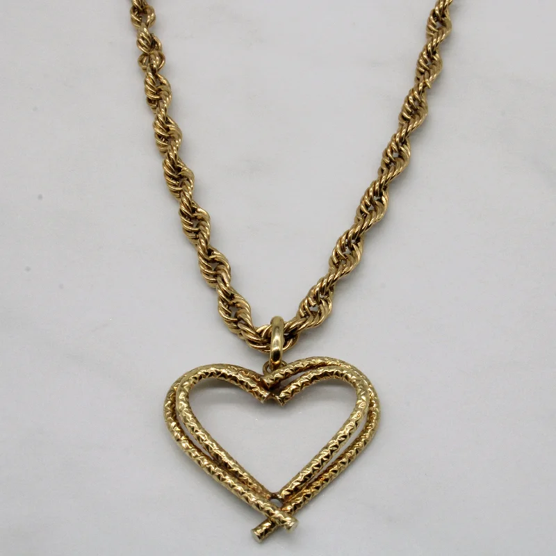 10k Yellow Gold Heart Pendant Necklace | 20" |