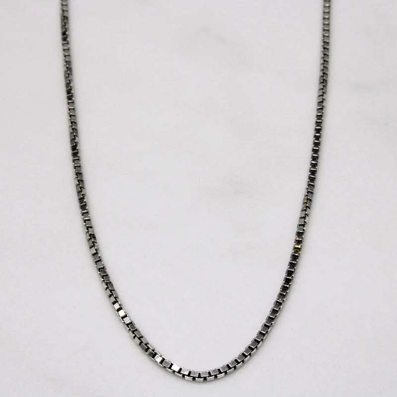 18k White Gold Box Link Choker | 15" |