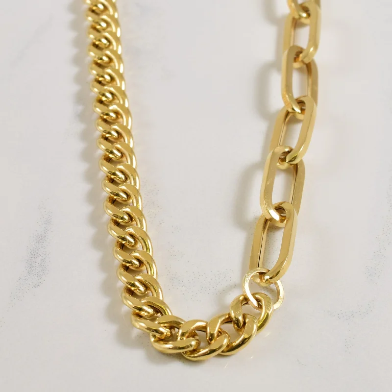 18k Yellow Gold Curb & Elongated Cable Chain | 17" |