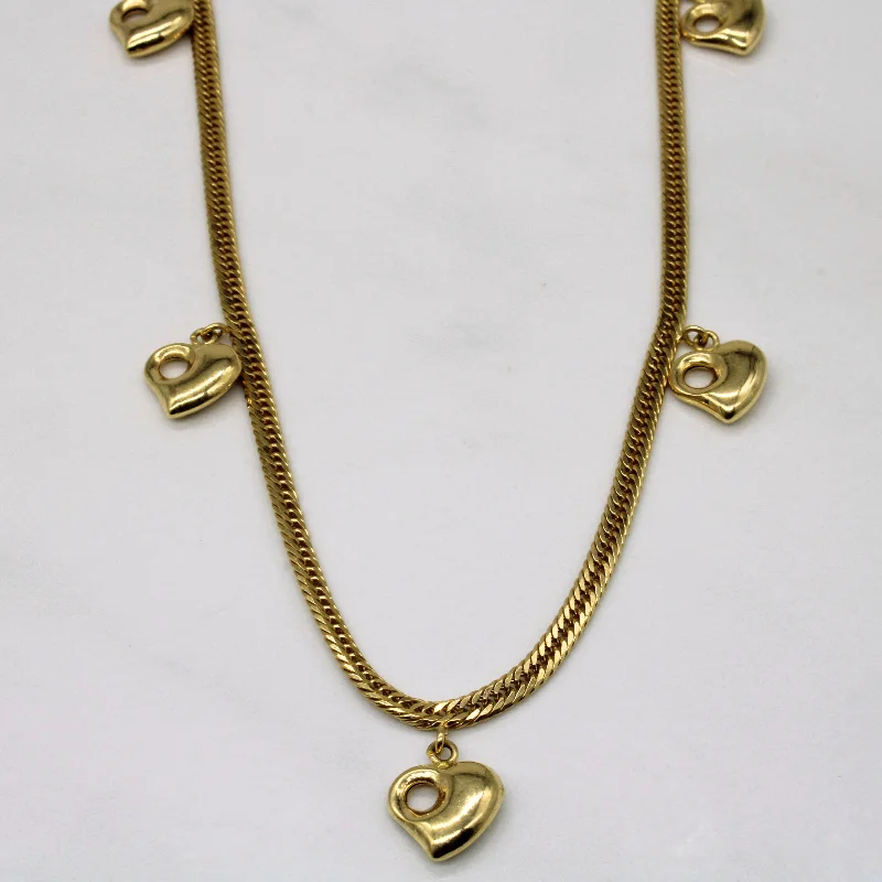 18k Yellow Gold Heart Charm Necklace | 18" |