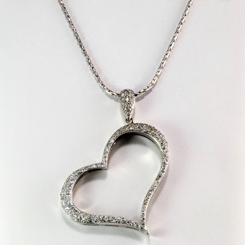 Pave Diamond Heart Necklace | 0.65ctw, 14''|