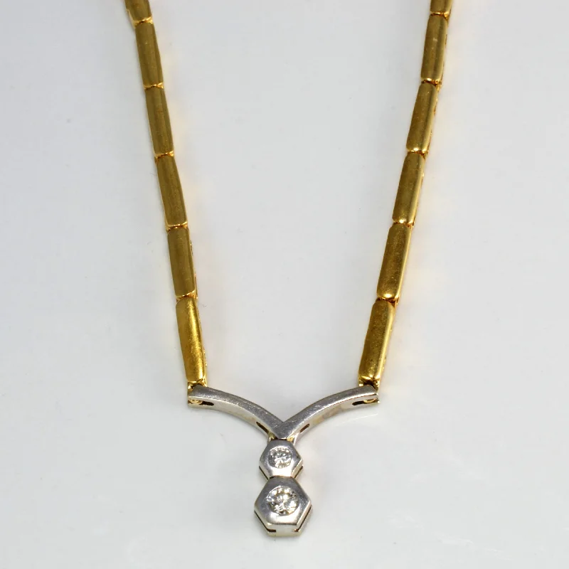 Bezel Set Diamond Two Tone Gold Necklace | 0.17 ctw, 14''|