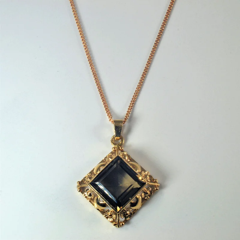 Bezel Set Smoky Quartz Pendant |28" |