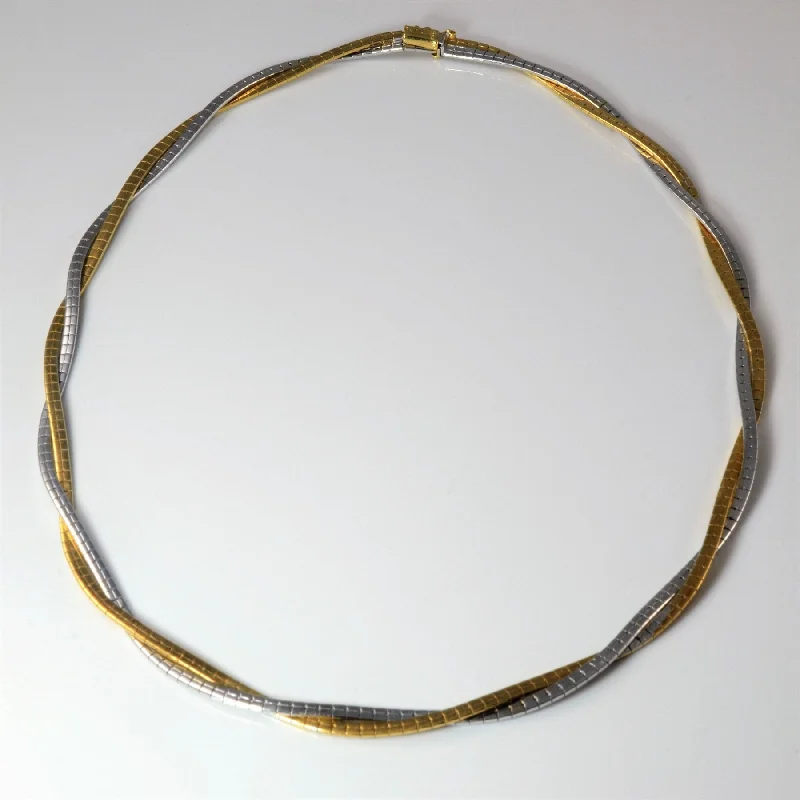 'Birks' Two Tone Braided Gold Necklace | 17" |