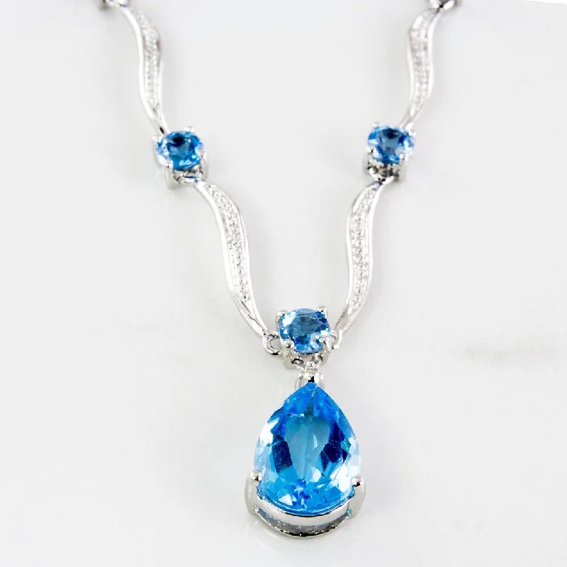 Blue Topaz Drop Necklace | 4.35ctw, 0.01ct | SZ 16-20" |