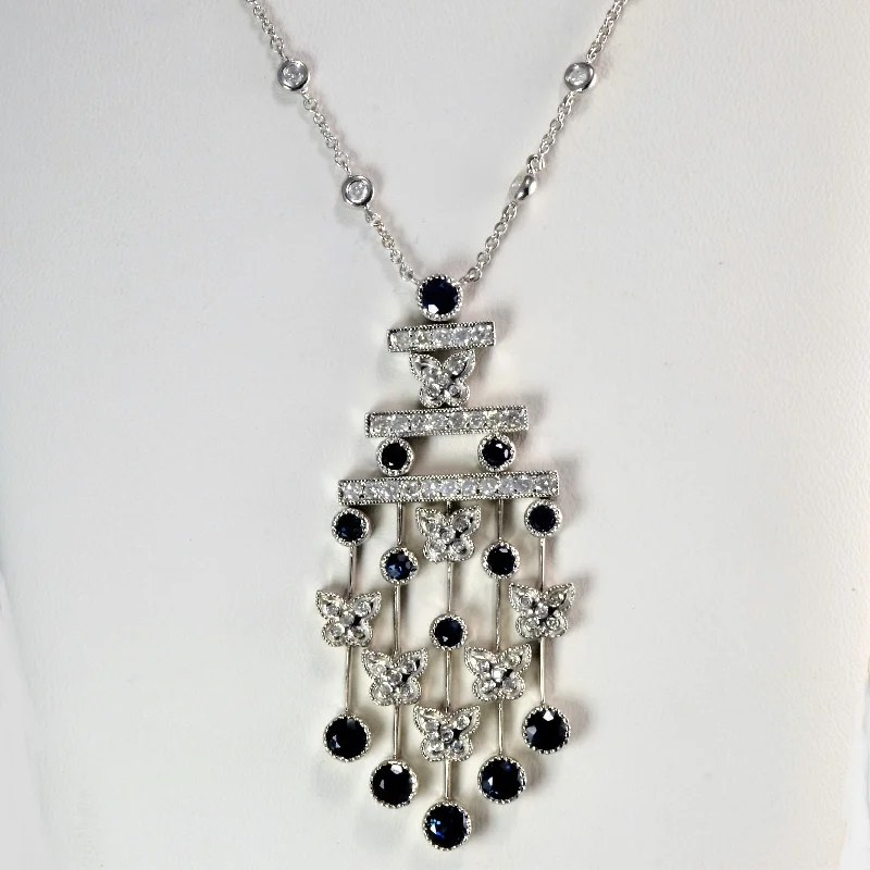 Chandelier Diamond & Sapphire Pendant Necklace | 0.60 ctw, 18''|