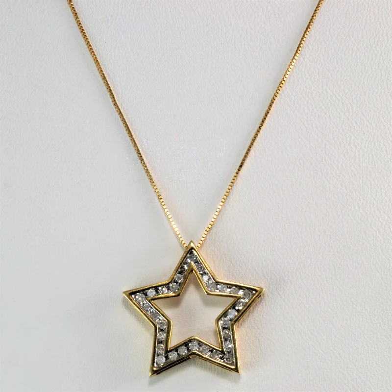 Channel Diamond Star Pendant Necklace | 0.25 ctw, 18''|