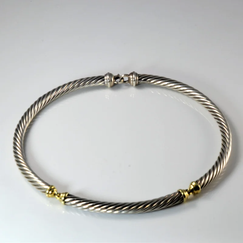 'David Yurman' Cable Collar in Sterling Silver with 14k Gold Accents Necklace | 15" |