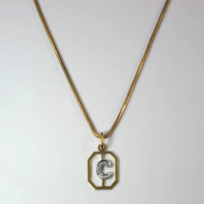 Diamond Initial 'C' Necklace | 0.03ctw | 18" |